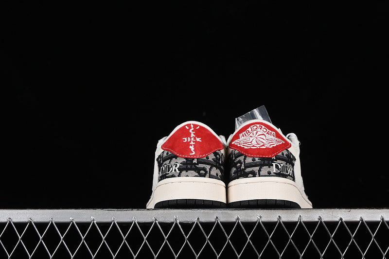 Nike Air Jordan 1 Low DIOR Travis Scott Fragment Design White Grey Black Sneakers