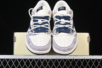 Travis Scott Fragment Design Nike Air Jordan 1 Low OG SP Navy Sole Grey White Sneakers