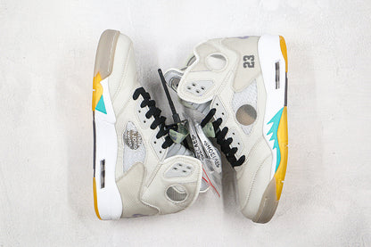Nike Air Jordan 5 Retro Off-White Ash Wood Green Sneakers