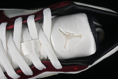Nike Air Jordan 1 Low Metallic Silver Grain Dark Red White Sneakers