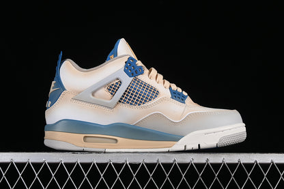 Nike Air Jordan 4 Retro White Military Blue Neutral Grey Sneakers