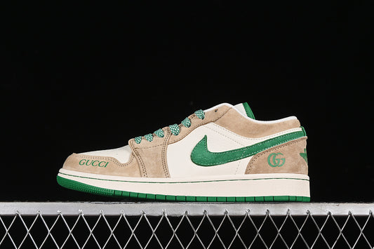 Nike Air Jordan 1 Low White Green Brown Sneakers