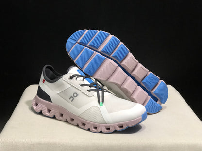 On Running Cloud X 3 AD Comfortable Wear-Resistant Training Shoes Grayish-White/Light Pink