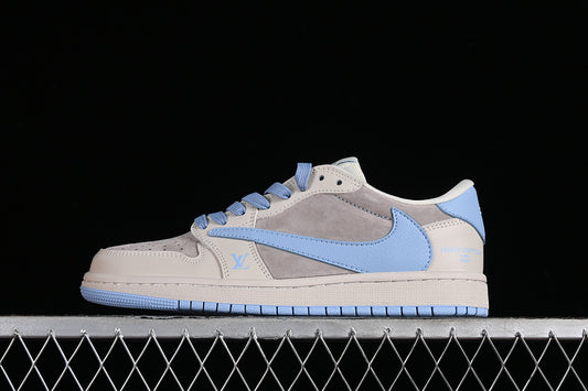 Nike Air Jordan 1 Low OG SP Travis Scott Fragment Design LV Grey Blue Sneakers