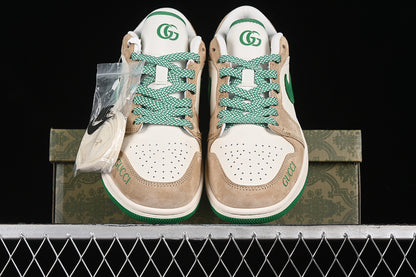 Nike Air Jordan 1 Low White Green Brown Sneakers