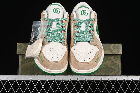 Nike Air Jordan 1 Low White Green Brown Sneakers