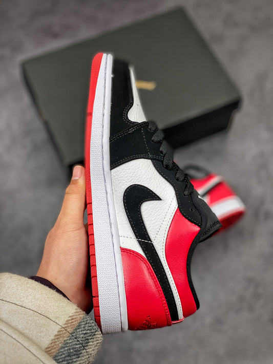 Nike Air Jordan 1 Low GS Black Toe Red White Sneakers
