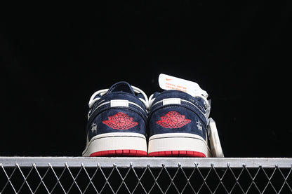 Nike Air Jordan 1 Low Red Sole White Blue Sneakers