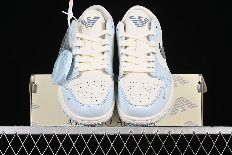 Nike Air Jordan 1 Low White Cream Blue Sneakers