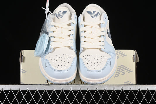 Nike Air Jordan 1 Low White Cream Blue Sneakers