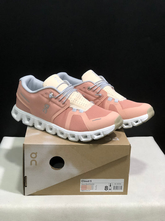 On Running Cloud 5 Lightweight Running Shoes Rose/Shell Powder