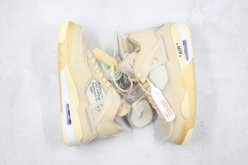 Nike Air Jordan 4 Retro IV x Off-White Sail/Muslin Cream Sneakers
