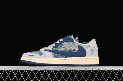 Nike Air Jordan 1 Low Travis Scott Fragment Design Grey Blue Multicolour Sneakers