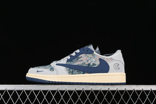 Nike Air Jordan 1 Low Travis Scott Fragment Design Grey Blue Multicolour Sneakers