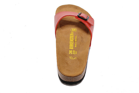 Birkenstock Madrid Red Single Strap Slide Matte Leather Sandals