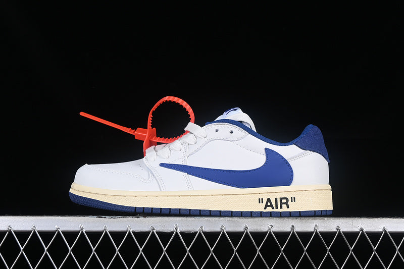 Travis Scott Nike Air Jordan 1 Low OG Blue Sole White Sneakers