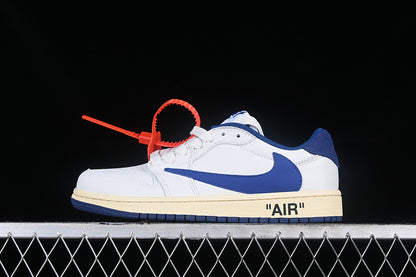 Travis Scott Nike Air Jordan 1 Low OG Blue Sole White Sneakers
