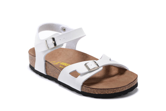 Birkenstock White Matte Single Buckle Slip Band Buckle Strap Sandal