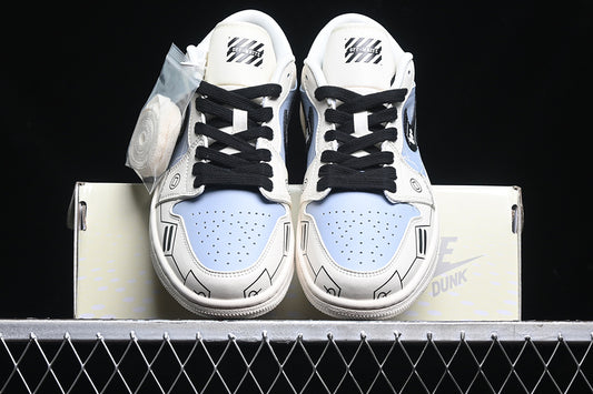 Nike Air Jordan 1 Low Black White Blue Sneakers