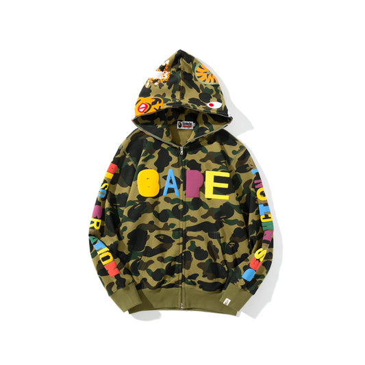 A Bathing Ape BAPE x READYMADE Tiger Head Foam Camouflage Hoodie Green