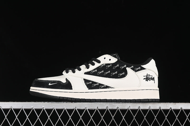 Travis Scott Fragment Design Nike Air Jordan 1 Low OG SP Black White Sneakers