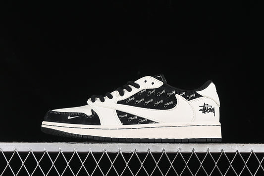 Travis Scott Fragment Design Nike Air Jordan 1 Low OG SP Black White Sneakers
