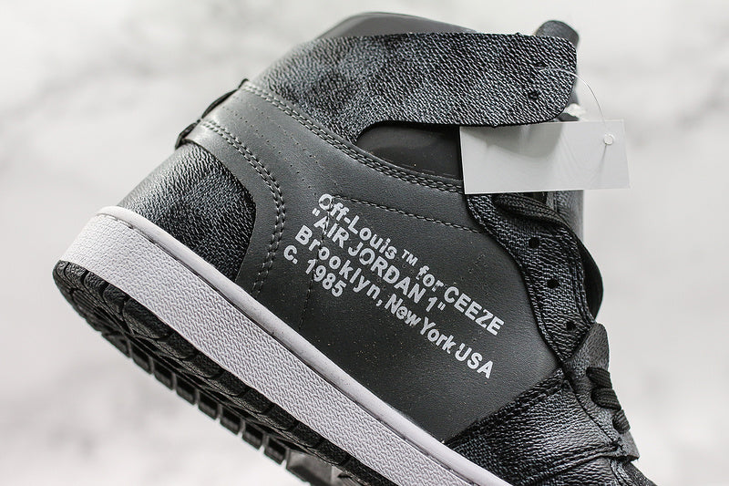 Nike Air Jordan 1 Off-Louis LV Black check Sneakers