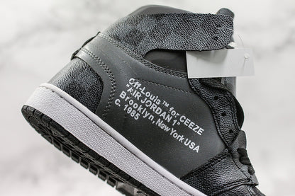 Nike Air Jordan 1 Off-Louis LV Black check Sneakers