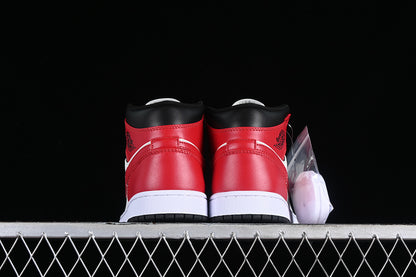 Nike Air Jordan 1 Mid Toe Sail Off Noir White Gym Red Sneakers