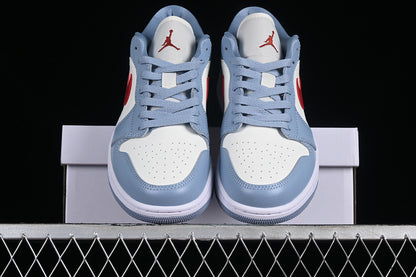 Nike Air Jordan 1 Low Sail Blue White Dune Red Sneakers