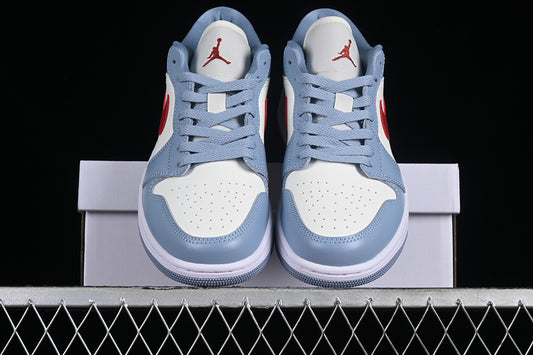 Nike Air Jordan 1 Low Sail Blue White Dune Red Sneakers