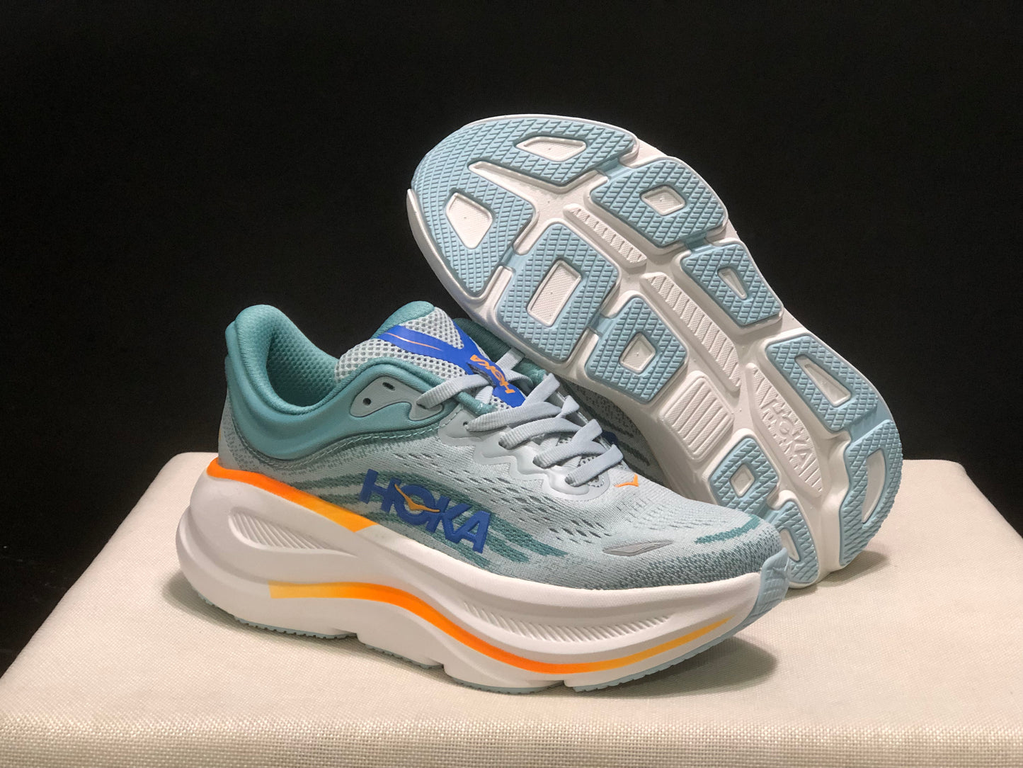 Hoka One One Bondi 9 Comfortable Low-top Running Shoes Sneakers Blue Gray