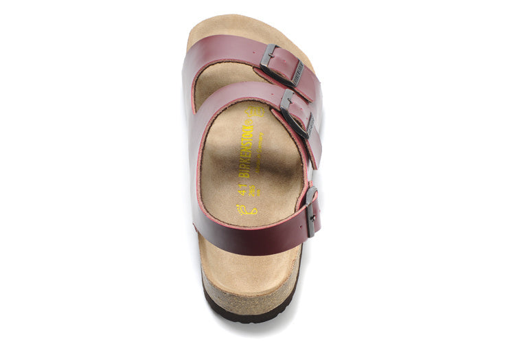 Birkenstock Two-Button Vermilion Red Matte Leather Sandals