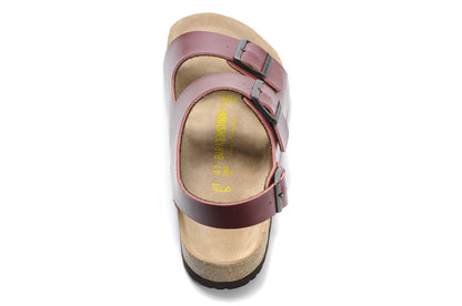 Birkenstock Two-Button Vermilion Red Matte Leather Sandals