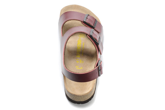 Birkenstock Two-Button Vermilion Red Matte Leather Sandals