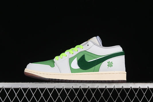 Nike Air Jordan 1 Low Phantom White Green Amber Brown Sole Sneakers