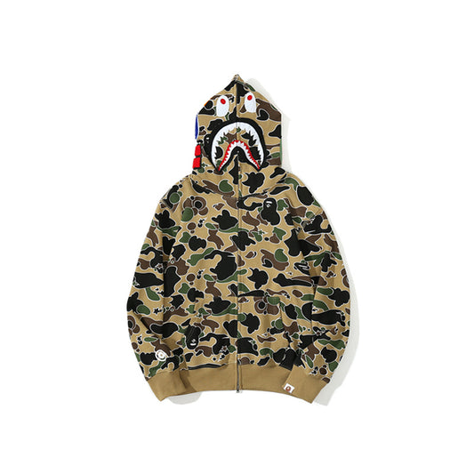 A Bathing Ape BAPE Shark Head STA Star Camo Hoodie Yellow