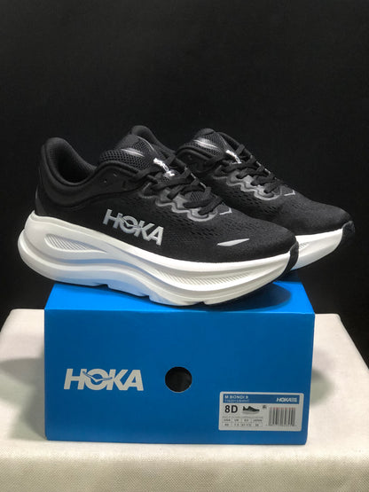 Hoka One One Bondi 9 Comfortable Low-top Running Shoes Sneakers Black/White