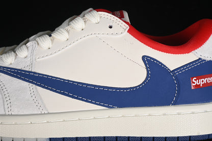 Travis Scott Fragment Design Nike Air Jordan 1 Low Supreme OG SP Red Blue White Sneakers