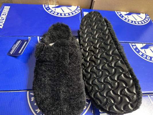 Birkenstock Big Buckle Pure Black Shearling Clog Shoes