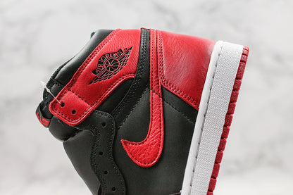 Nike Air Jordan 1 Retro High-Top Bred 2001 Black Red Leather Sneakers