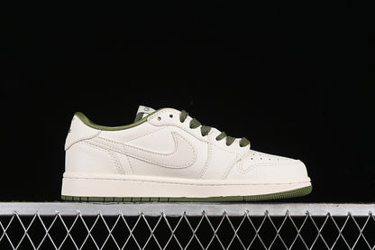Nike Air Jordan 1 Low Off-White Travis Scott Fragment Design Green Sole White Green Sneakers