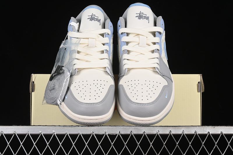 Nike Air Jordan 1 Low Grey White Blue Sneakers