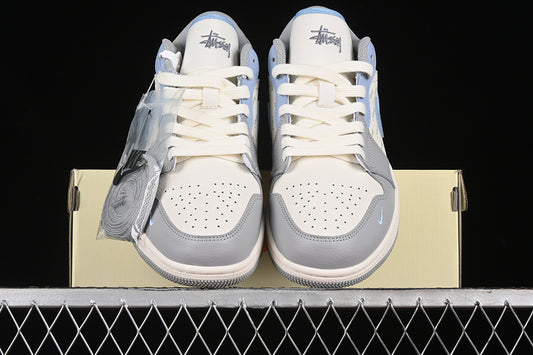 Nike Air Jordan 1 Low Grey White Blue Sneakers