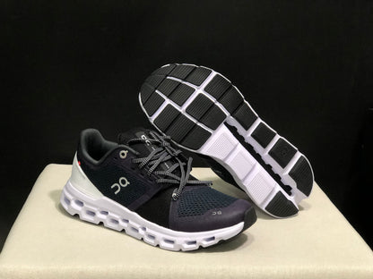 On Running Cloudstratus Shock-Absorbing And Breathable Running Shoes Black/Dark Purple