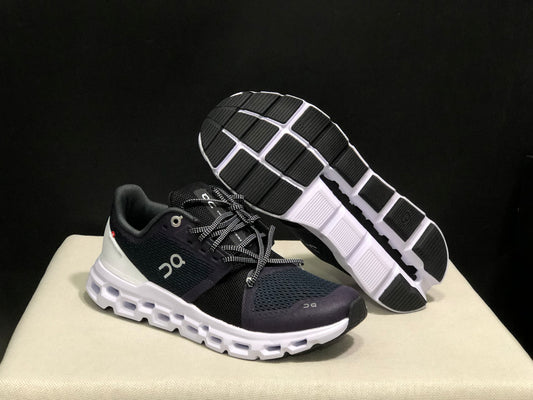 On Running Cloudstratus Shock-Absorbing And Breathable Running Shoes Black/Dark Purple