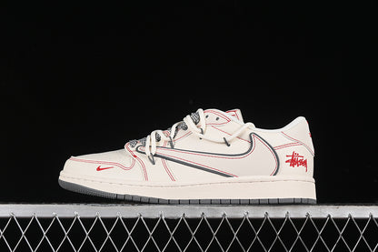 Nike Air Jordan 1 Low Travis Scott Fragment Design OG SP Beige Red Grey Sneakers