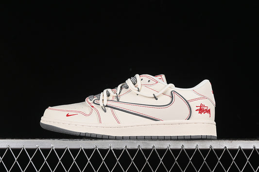 Nike Air Jordan 1 Low Travis Scott Fragment Design OG SP Beige Red Grey Sneakers