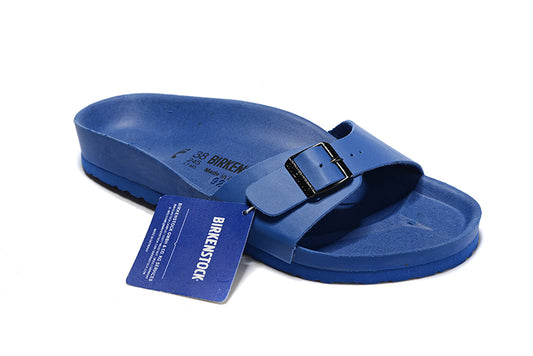 Birkenstock Single Button Pure Navy Matte Leather Slippers
