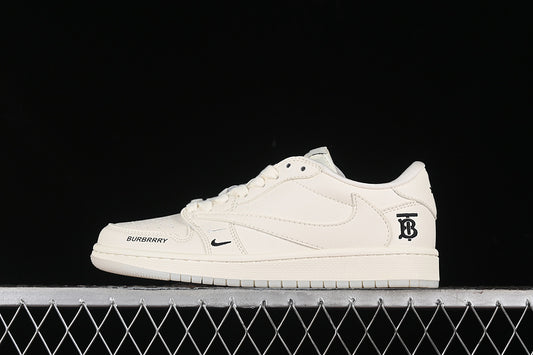 Nike Air Jordan 1 Low BURBERRY Travis Scott Fragment Design OG SP White Sneakers